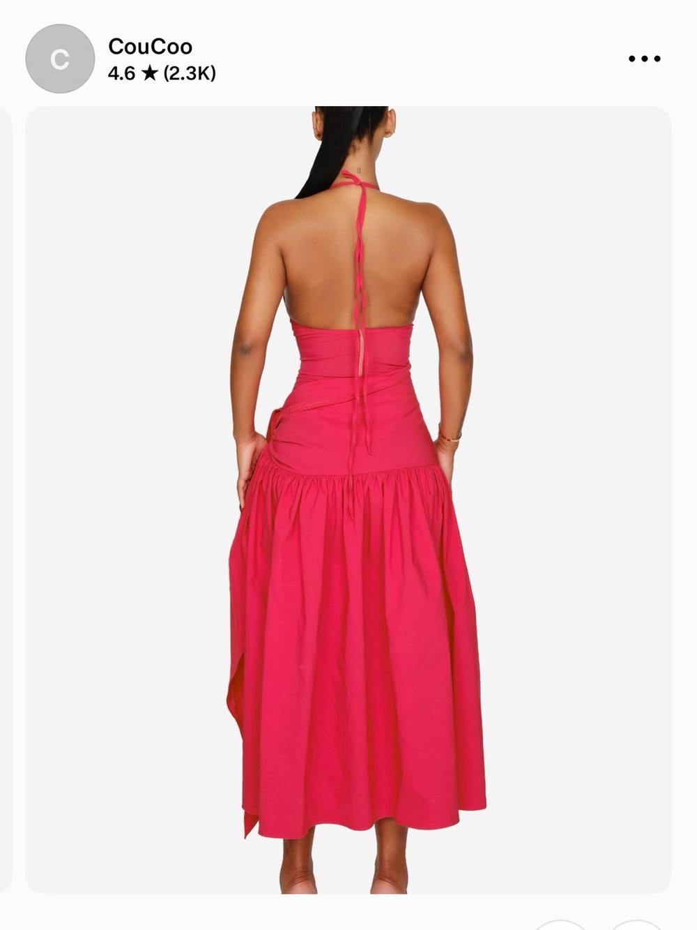 CouCoo Hot Pink Backless Halter Maxi Dress